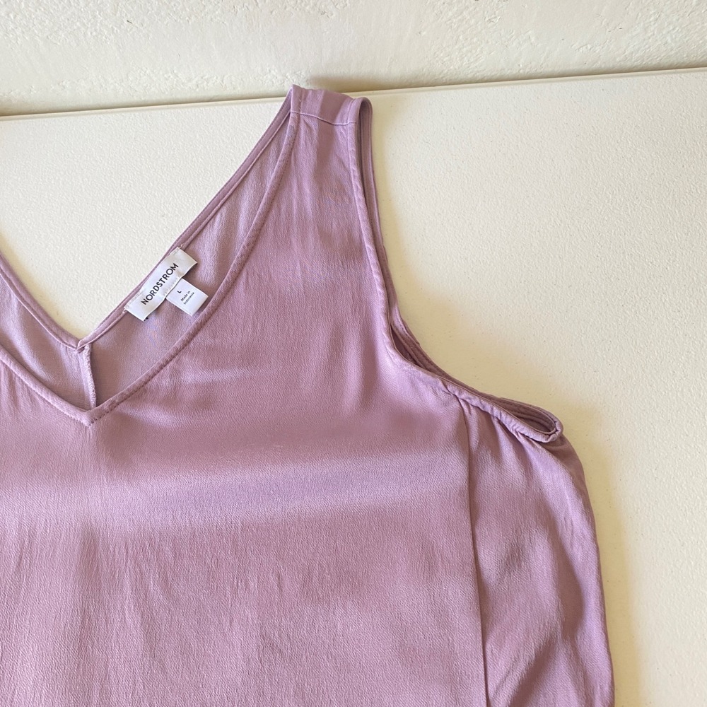 Nordstrom V-Neck Cami Tank Top Womens Large Purple Sleeveless Viscose Blouse - Picture 5 of 7